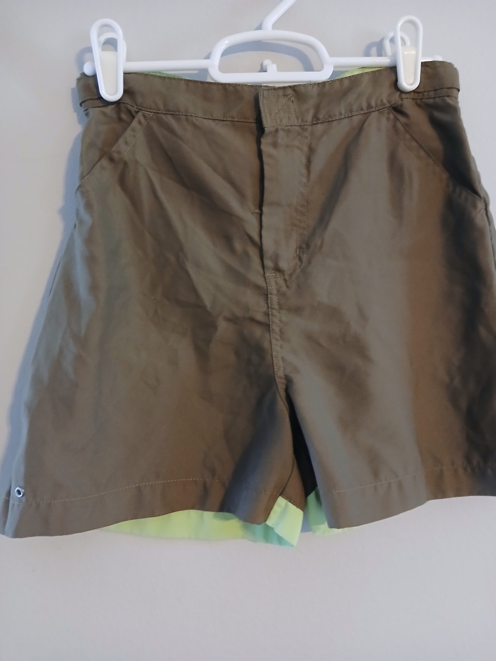 No Boundaries Chocolate Brown Shorts with Lime Accents